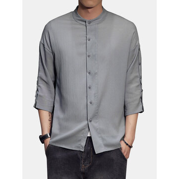 Koszule męskie w stylu vintage z długim rękawem w jednolitym kolorze