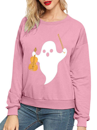 O-hals casual sweatshirts met print