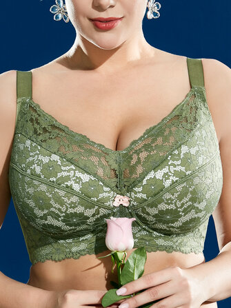 Volledige dekking Bloemen kanten holle verstelbare push-up BH
