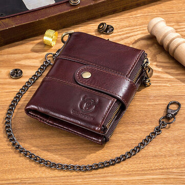 BULLCAPTAIN Genuine Leather Mens RFID Blocking Card Holder Bag Coin Wallet Purse