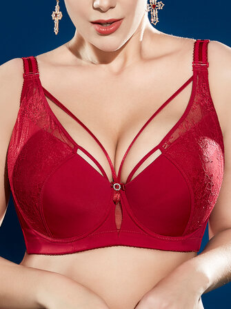 Plus grootte J Cup verstelbare rode lingerie beha