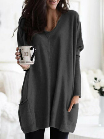 Luźne koszule damskie w swobodnym kolorze z podw&oacute;jnymi kieszeniami