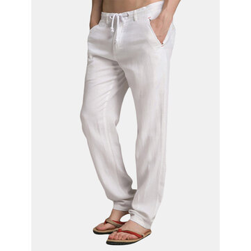 Męskie&nbsp;spodnie&nbsp;bawełniane&nbsp;z&nbsp;prostym&nbsp;sznurkiem w kratę