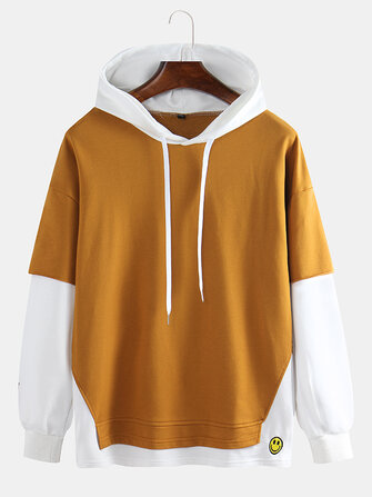 メンズカラーマッチングフード付きカジュアルスポーツルーズコットンプーリー