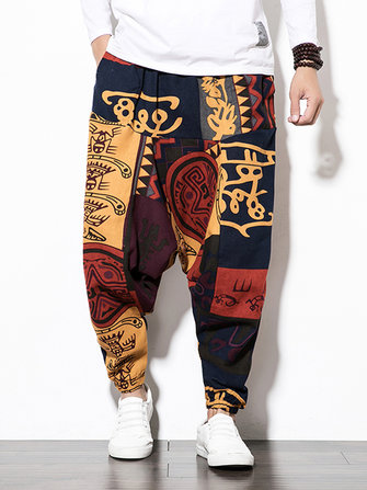 Męskie bawełniane spodnie w stylu vintage Harem Pants Spodnie hip hop