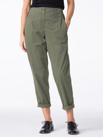 Kadınların gündelik saf renk yan cepler elastik bel Pantolon