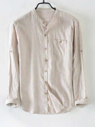 TWO-SIDED&nbsp;Mens&nbsp;Baumwolle&nbsp;vertikal&nbsp;gestreiften&nbsp;Stehkragen Shirts