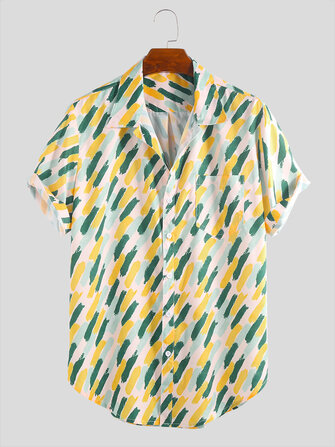 Zomervakantie Praktische Pocketgedrukte shirts voor heren