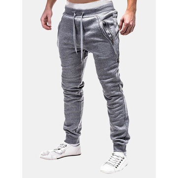 Cintura Elástica Doble Cremallera Sport Pantalones