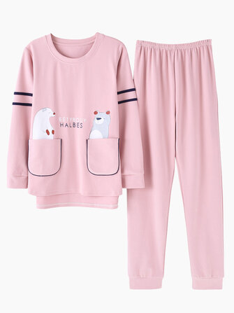Conjunto de pijama de 2 piezas de manga larga de algodón