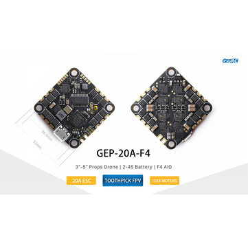 GEPRC GEP-20A-F4 AIO F4 MPU6000 Flight Controller OSD 20A Blheli_S 2-4S Brushless ESC 26.5×26.5mm