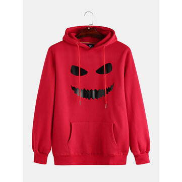 Halloween Mens Smile Printing Hooded Overheand Sweats