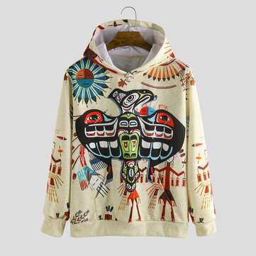 Sonbahar Karakter Baskı Kapüşonlu Günlük Sweatshirt