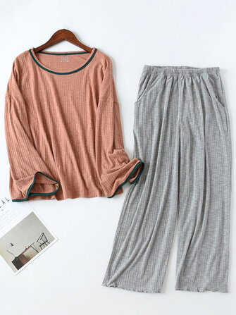 كم طويل Loungewear عارضة 2 قطعة