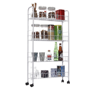 Rolling 3 4 Tiers Slim Cabinet Cart Shelf Kitchen Storage Rack