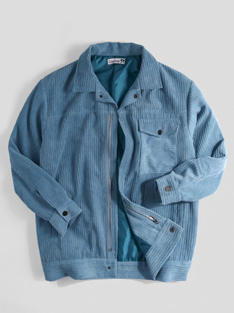 Mens Vintage Veludo de algodão Botões Casaco de bolso grosso quente e grosso