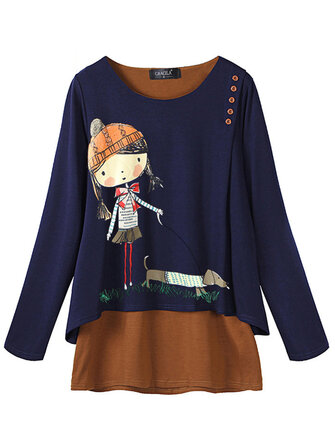 Camicetta da donna manica lunga stampa fumetto