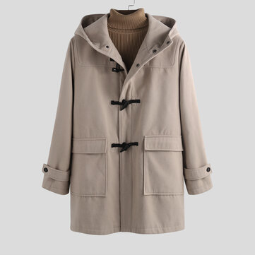 Erkek Vintage Çift Cepli Düz Renkli Kalınlaştırılmış Mont