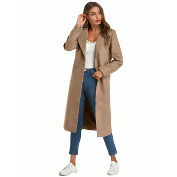 النساء الشتاء بدوره أسفل الياقة تخفيف العمل اليومي المعاطف الصوفية عارضة