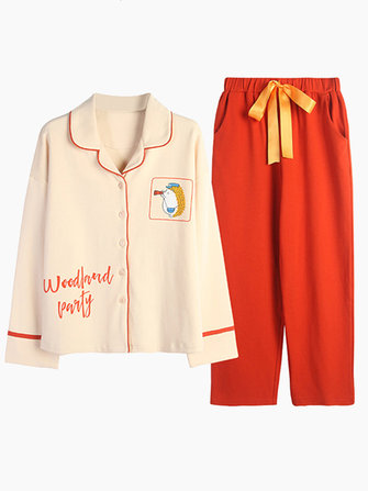 بيجامة قطن كم طويل زر أسفل 2 بيجامة بيجامة