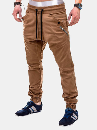 Pantalon de jogging de couleur unie à la taille élastique
