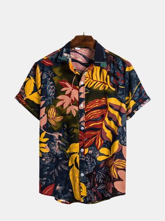 رجل عطلة الصيف عارضة الأزهار طباعة قمصان هاواي
