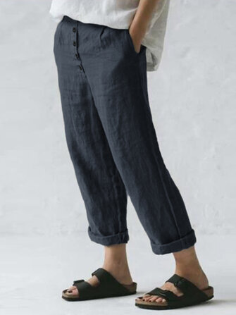 Mulheres sólido cintura alta casual harém longo Calças