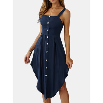 Träger Ärmelloses Hemd mit unregelmäßigem Saumknopf Kleid