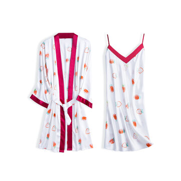 Sweety Spaghetti Strap Strawberry Printed Backless 2-Piece