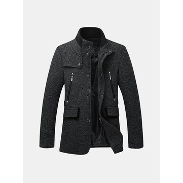 Casaco de cores sólidas de lã com sola unha de peixe Busniess