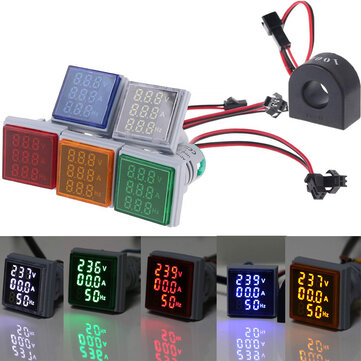 Geekcreit® 3 em 1 AC 60-500 V 100A Voltímetro Amperímetro HZ Hertz Medidor de Freqüência 22mm Digital Atual Tensão Amp Sinal Luz LED Indicador de Lâmpada com CT