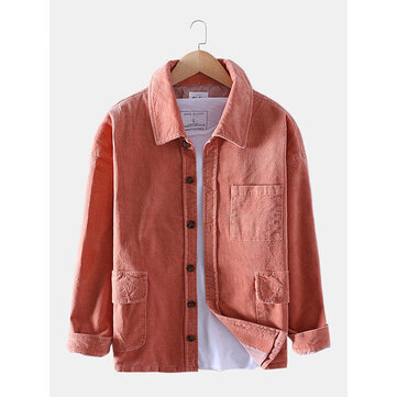 Męska kurtka sztruksowa z wieloma kieszeniami i długimi rękawami