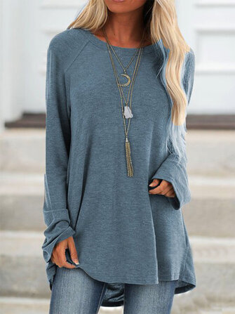 Casual Solid Color Crew Neck Long Sleeve T-Shirts