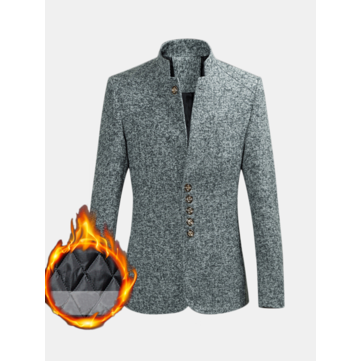 Mens Plus Size Thickened Warm Stand Collar Stylish Blazer Ja