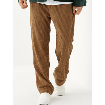 Casual vintage in velluto a coste tinta unita da uomo casual Pantaloni